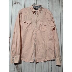 Buckle Black Shirt Mens Large‎ Peach Standard Fit Button Front Western Casual